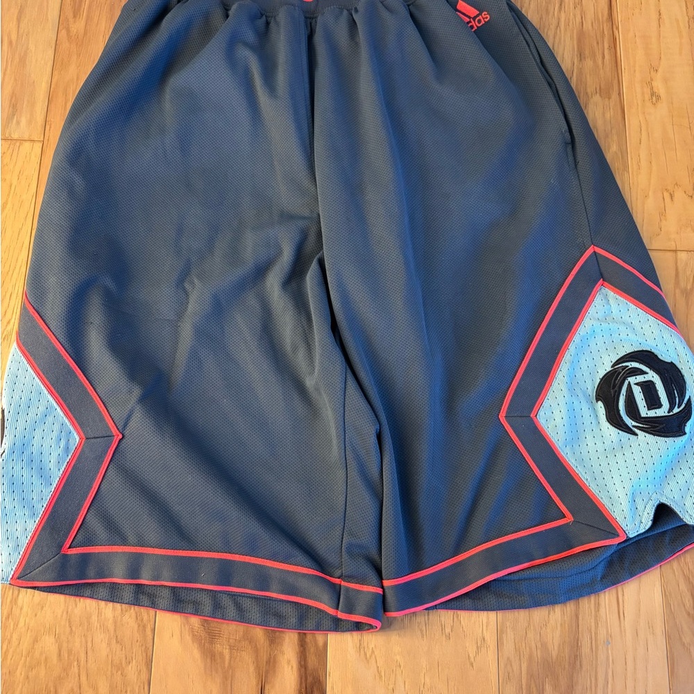 Adidas Men's Gray and Orange Athletic Shorts